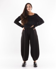 Παντελόνα Μαύρη Με Λάστιχο Στη Μέση Και Ελαστικό Πανί