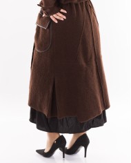 Χειμωνιάτικο Μάλλινο Καφέ Παλτό Με Μεγάλο Γιακά Και λεπτομέρειες στο πλάι