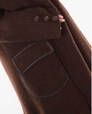 Χειμωνιάτικο Μάλλινο Καφέ Παλτό Με Μεγάλο Γιακά Και λεπτομέρειες στο πλάι