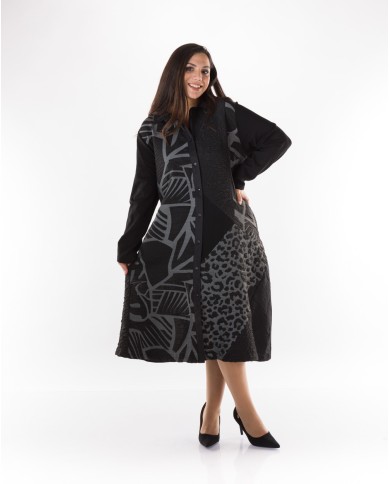 Φόρεμα σεμιζιέ δίχρωμο μαύρο γκρι