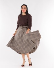 Φούστα Μίντι Καρό Με Ζώνη