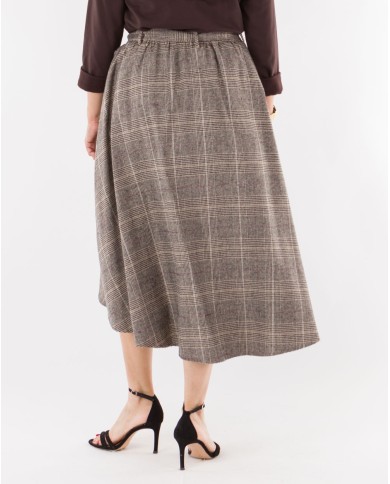 Φούστα Μίντι Καρό Με Ζώνη