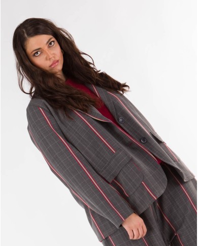 Σακάκι Μονόπετο Με Καρό Σχέδιο