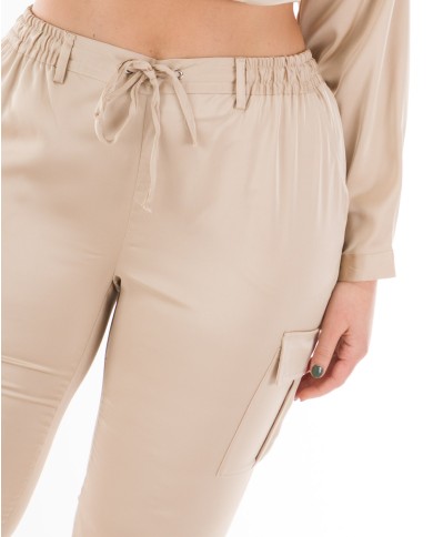 Παντελόνι Cargo Σατέν Με Λάστιχο