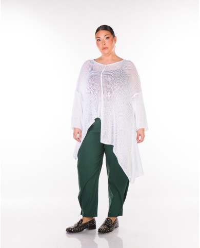 Νημάτινη Mπλούζα Aσύμμετρη Mε Iδιαίτερο Σχέδιο