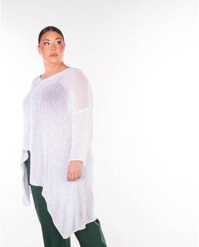 Νημάτινη Mπλούζα Aσύμμετρη Mε Iδιαίτερο Σχέδιο