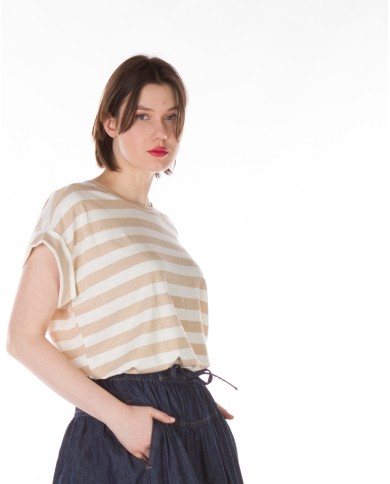 Μπλούζα Κοντομάνικη Με Ριγέ Μοτίβο