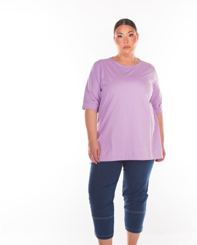 Μπλούζα ελαστική σε Ίσια γραμμή με κοντό μανίκι