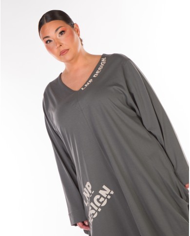 Μπλουζοφόρεμα Aσύμμετρο Με V Γιακά