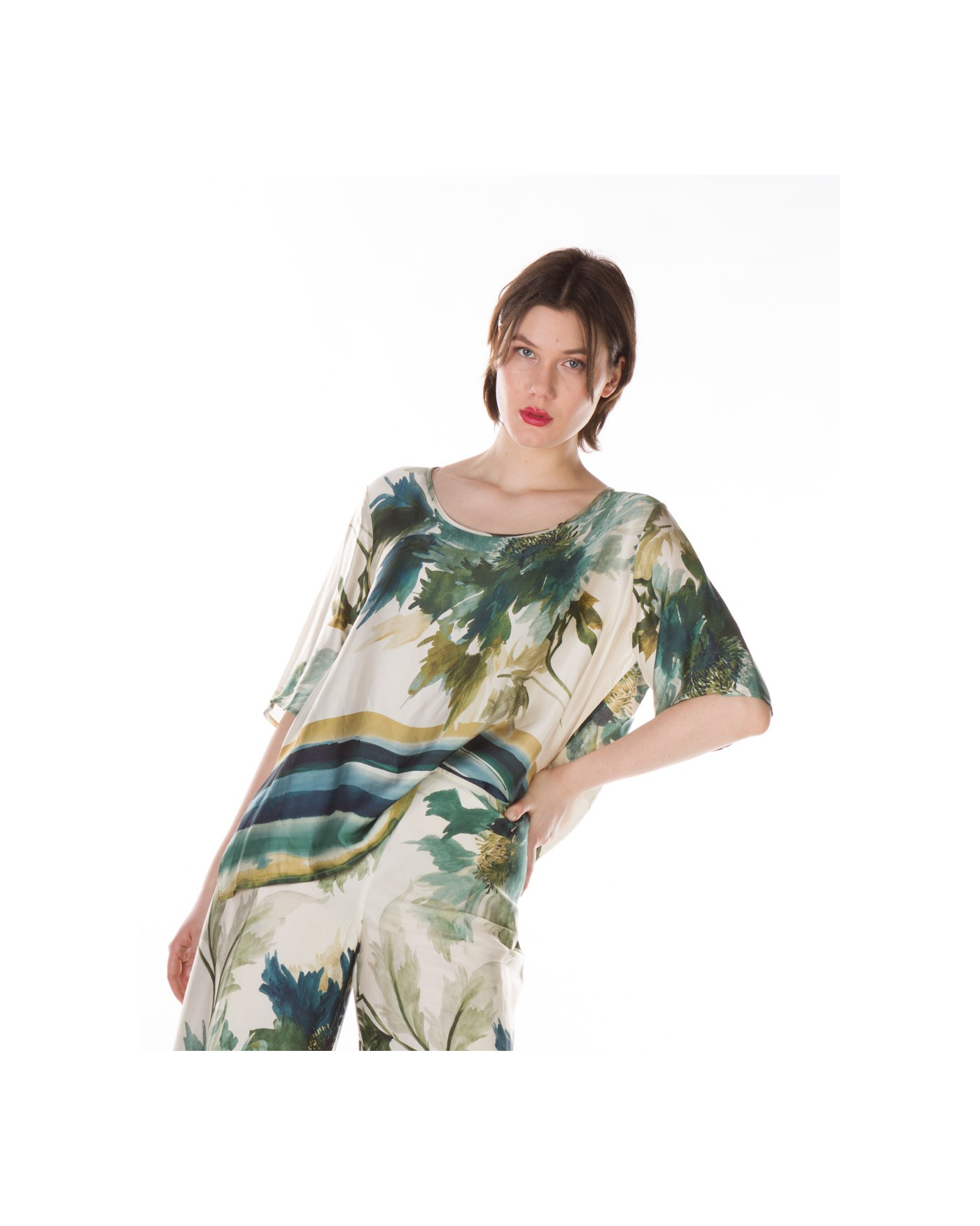 Σατέν Μπλούζα με Ιδιαίτερο Μοτίβο