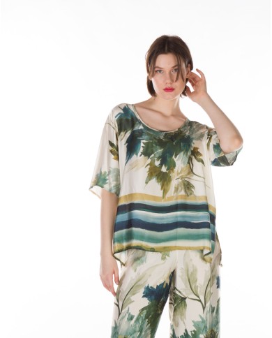 Σατέν Μπλούζα με Ιδιαίτερο Μοτίβο