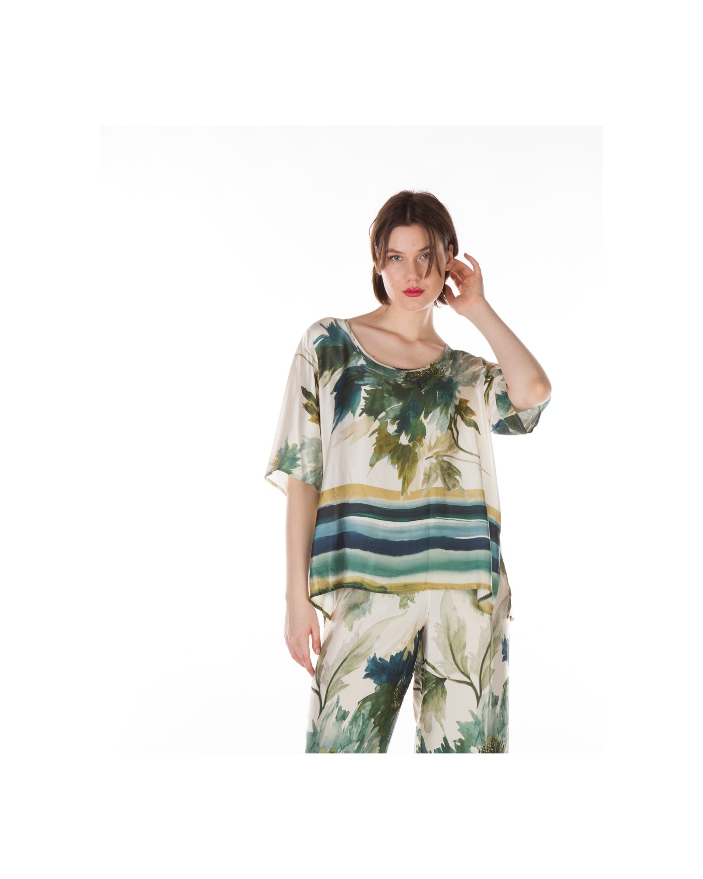 Σατέν Μπλούζα με Ιδιαίτερο Μοτίβο