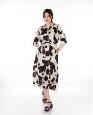 Μίντι Φόρεμα με Μοτίβο & Ζώνη