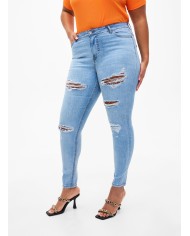 Slim fit τζιν με λεπτομέρειες από τριβή