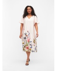 Μίντι Φόρεμα Με Φλοράλ Στάμπα Και Κοντά Μανίκια