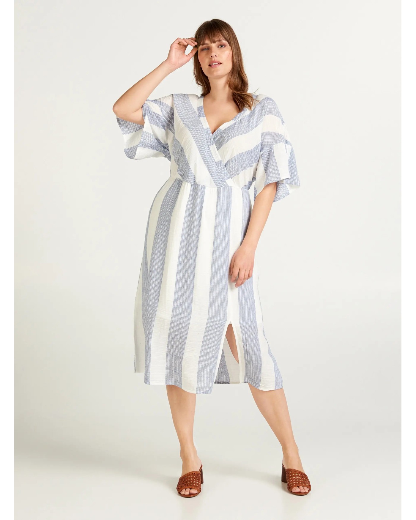 Φόρεμα Ριγέ με Κρουαζέ