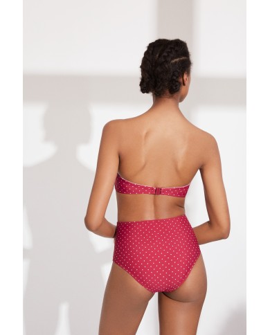 Ψηλόμεσο Σλιπ Μαγιό με Δέσιμο και Πουά