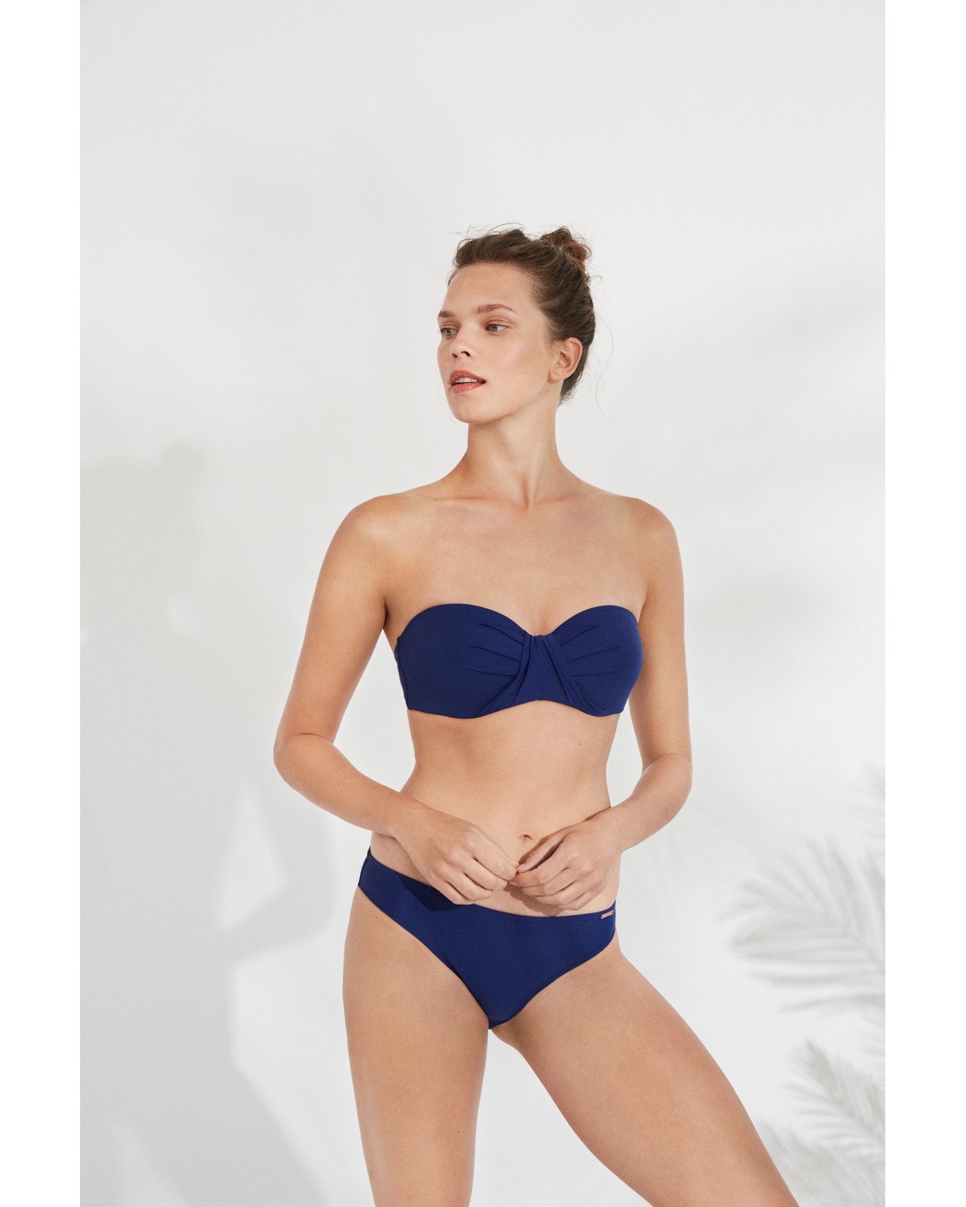 Στράπλες Τοπ Μαγιό με Κορδόνι Λαιμού και Σούρες