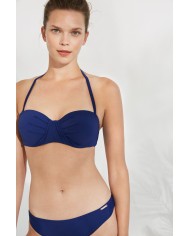 Στράπλες Τοπ Μαγιό με Κορδόνι Λαιμού και Σούρες