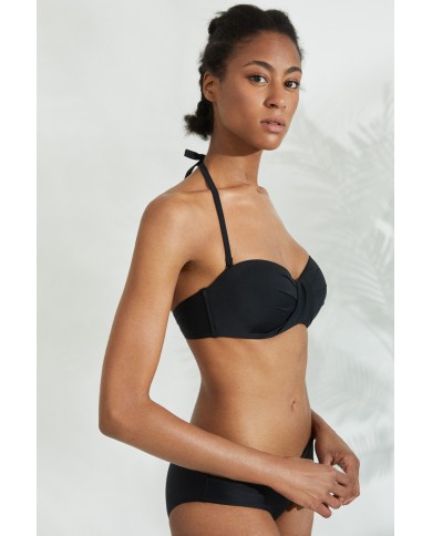 Στράπλες Τοπ Μαγιό με Κορδόνι Λαιμού και Σούρες