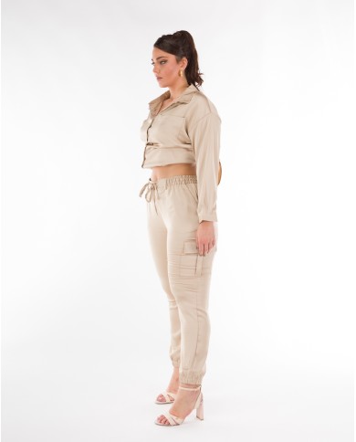 Παντελόνι Cargo Σατέν Με Λάστιχο