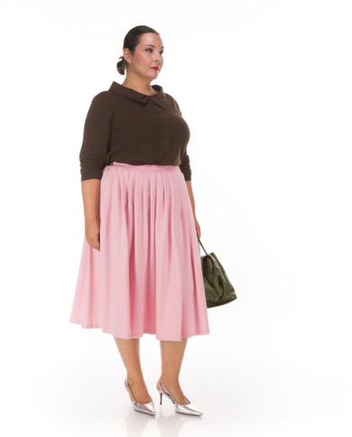 Φούστα Μίντι Μονόχρωμη Με Λάστιχο