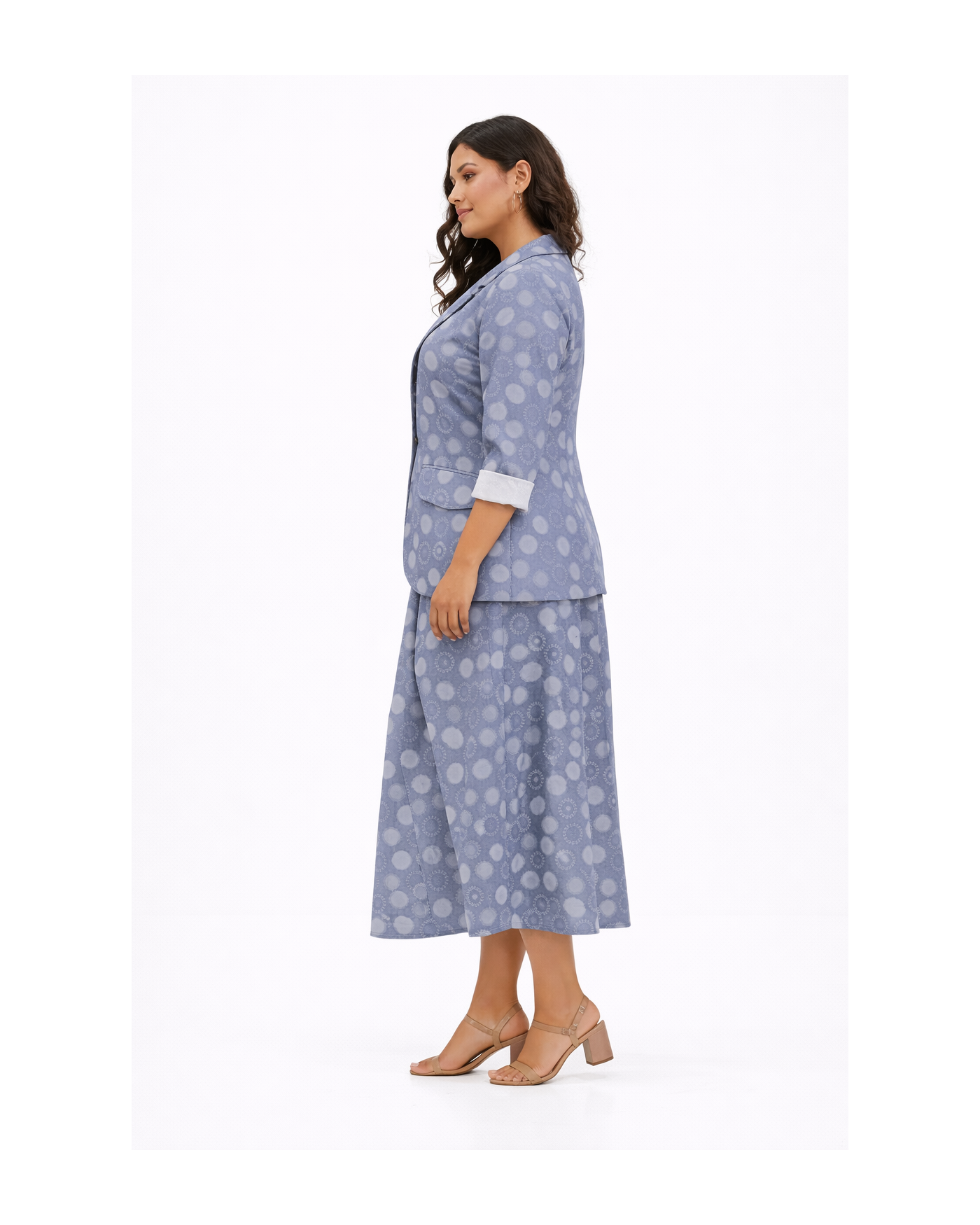 Σακάκι με Πουά Σχέδιο, Γιακά και Κουμπιά Μπροστά