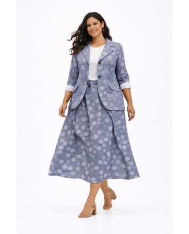 Σακάκι με Πουά Σχέδιο, Γιακά και Κουμπιά Μπροστά