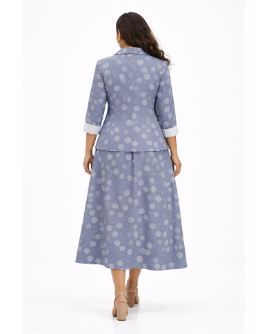 Σακάκι με Πουά Σχέδιο, Γιακά και Κουμπιά Μπροστά