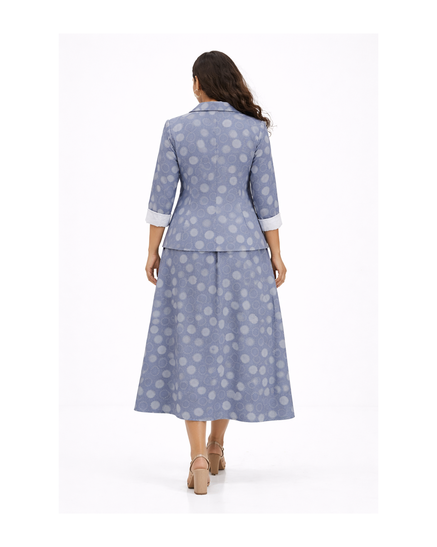 Σακάκι με Πουά Σχέδιο, Γιακά και Κουμπιά Μπροστά