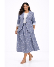 Σακάκι με Πουά Σχέδιο, Γιακά και Κουμπιά Μπροστά