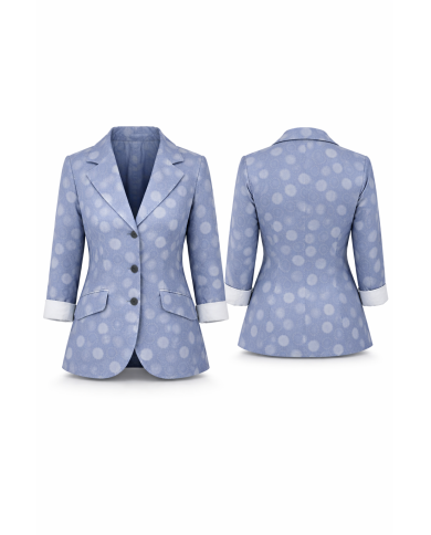 Σακάκι με Πουά Σχέδιο, Γιακά και Κουμπιά Μπροστά