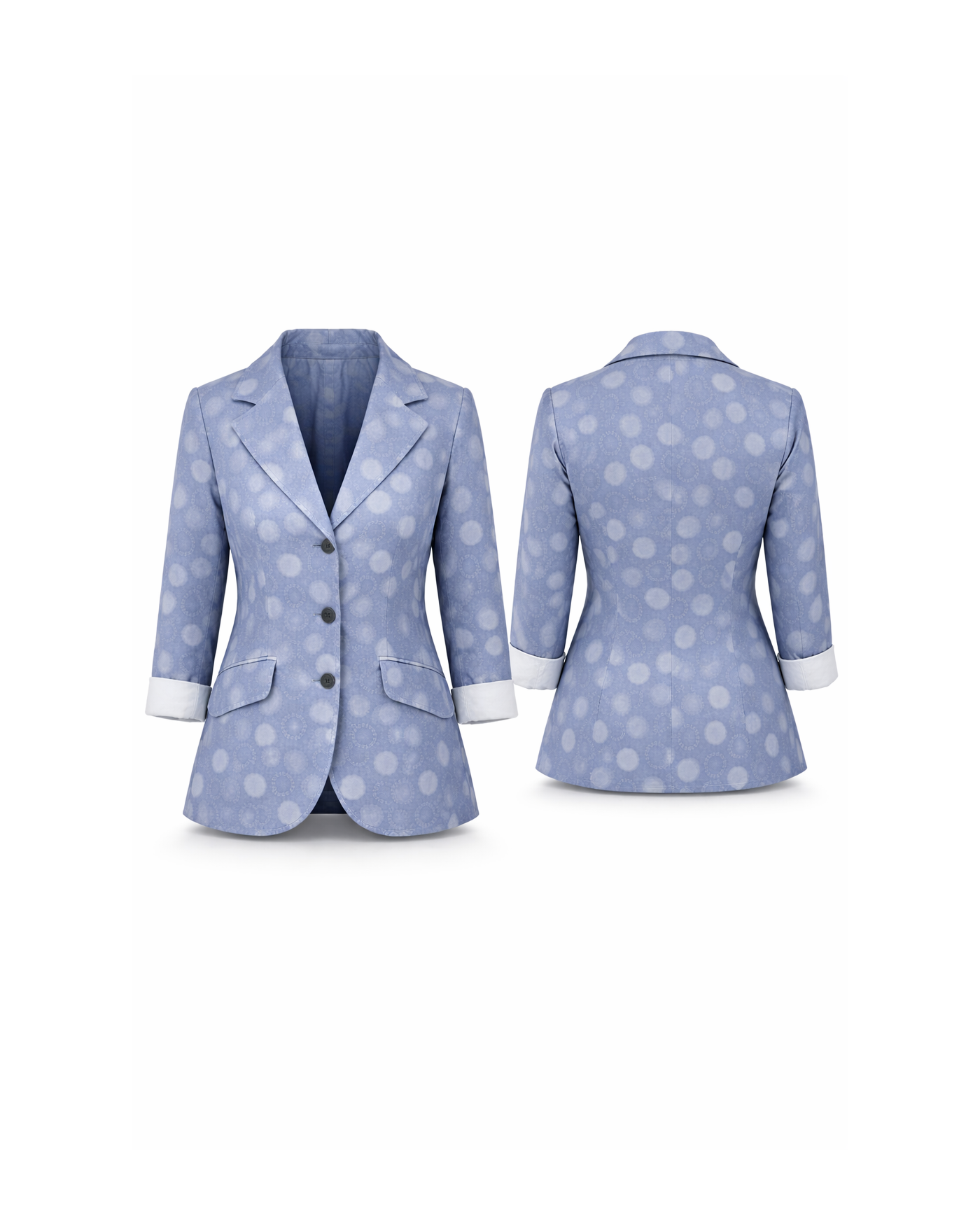 Σακάκι με Πουά Σχέδιο, Γιακά και Κουμπιά Μπροστά