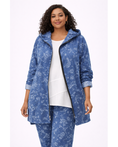 Γυναικεία Ζακέτα Φλοράλ Denim με Κουκούλα – Μοντέρνο Ξεχωριστό Στυλ