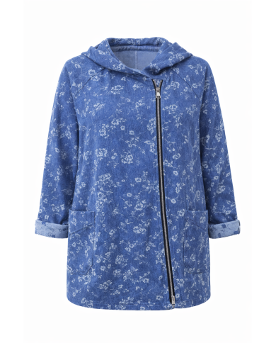 Γυναικεία Ζακέτα Φλοράλ Denim με Κουκούλα – Μοντέρνο Ξεχωριστό Στυλ