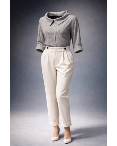 Καρό Μπλούζα με Statement Γιακά