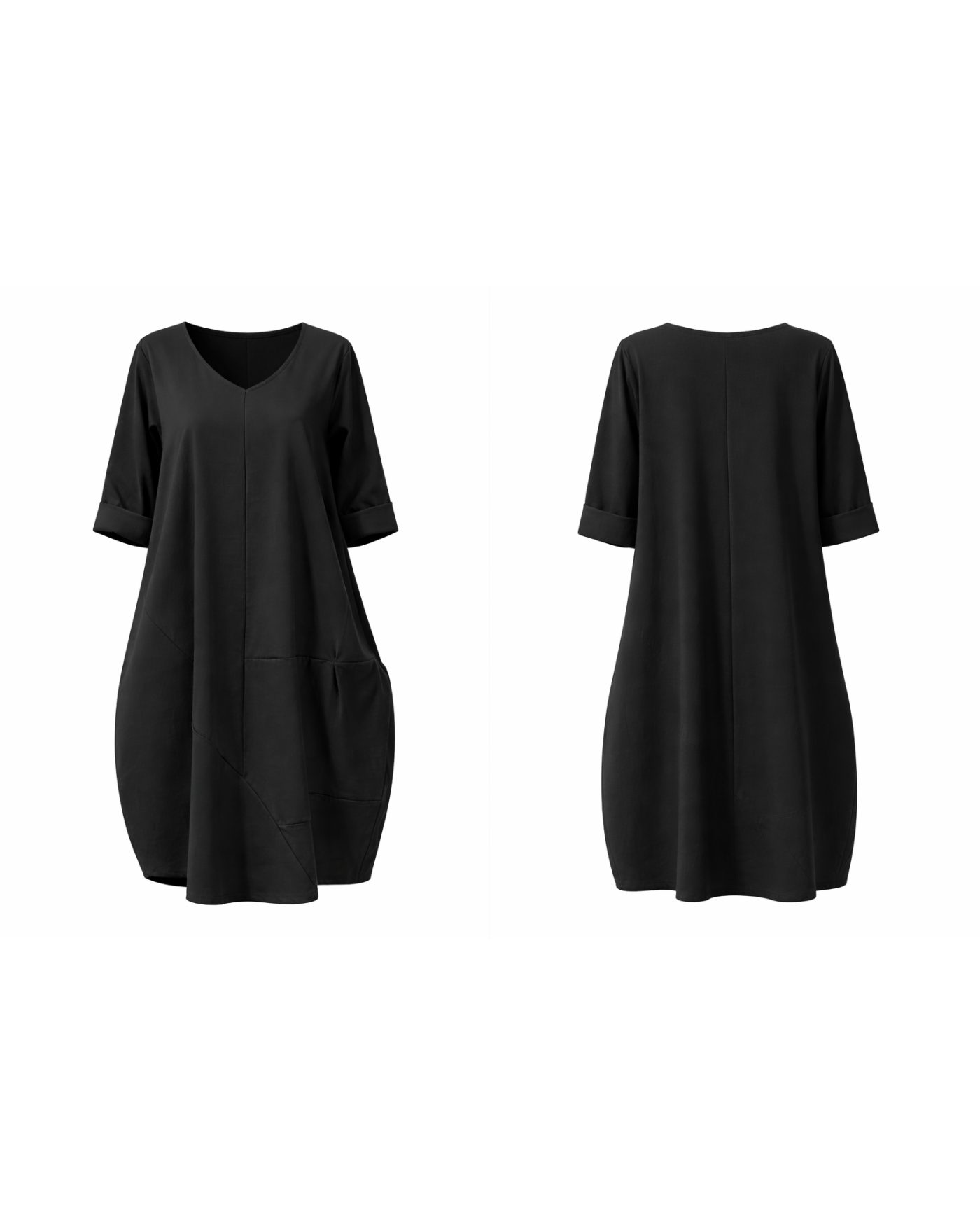 Φόρεμα Punto Milano Βαμβακερό με V Λαιμόκοψη και Τσέπες