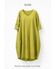 Φόρεμα Punto Milano Βαμβακερό με V Λαιμόκοψη και Τσέπες