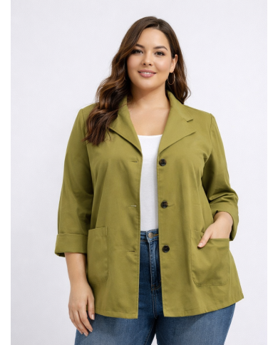 σακάκι olive με γιακά και τσέπες