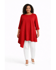 Μπλούζα Ασύμμετρη με Διπλή Διακοσμητική Τσέπη στο Πίσω Μέρος