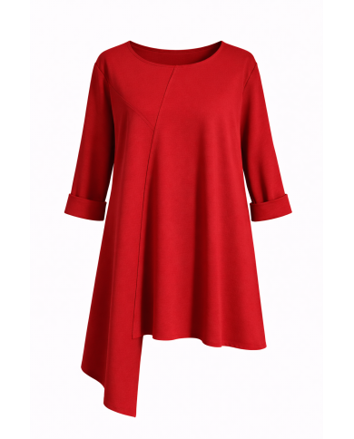 Μπλούζα Ασύμμετρη με Διπλή Διακοσμητική Τσέπη στο Πίσω Μέρος