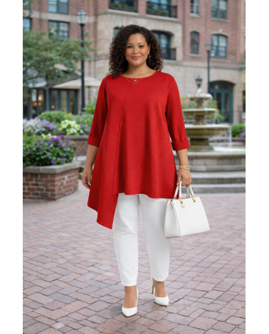 Μπλούζα Ασύμμετρη με Διπλή Διακοσμητική Τσέπη στο Πίσω Μέρος