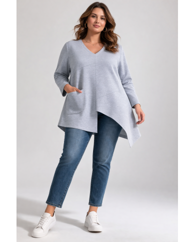 Μπλούζα με Τσέπη στο Εμπρός Μέρος Ασύμμετρη