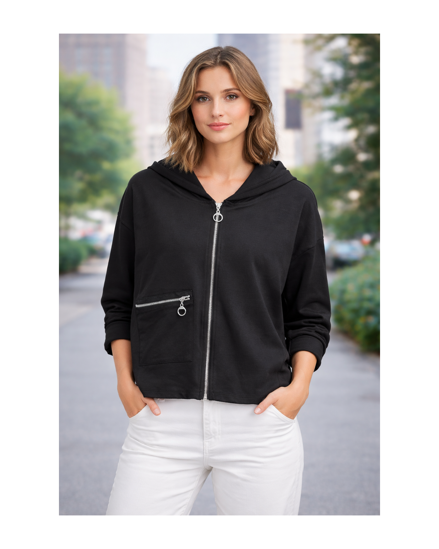 Ζακέτα με Εξωτερική Τσέπη με Φερμουάρ