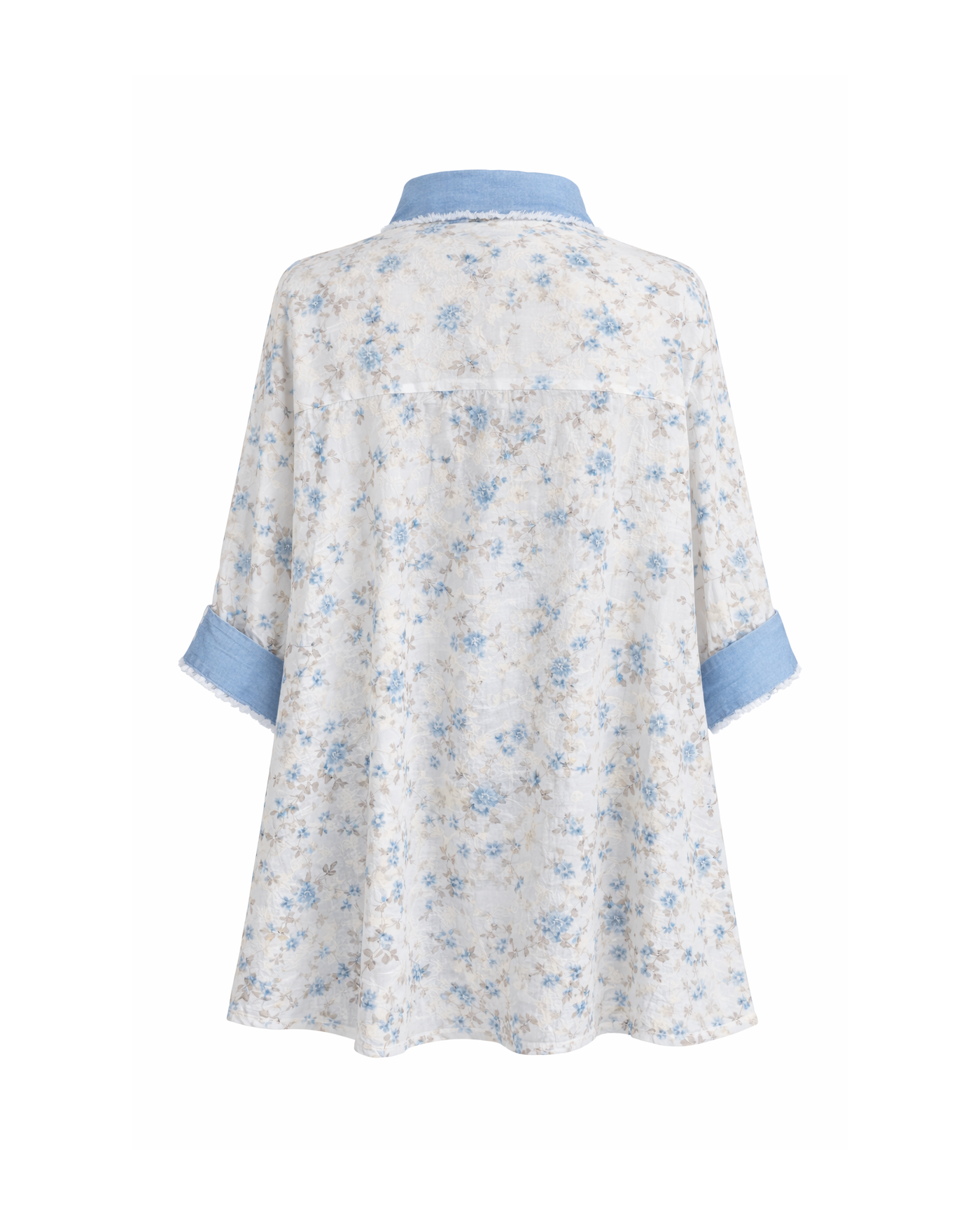 Γυναικεία Πουκαμίσα Floral με Denim Γιακά και Άνετη Εφαρμογή