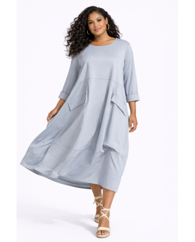 Φόρεμα με Διακοσμητικές Τσέπες και Ιδιαίτερο Τελείωμα