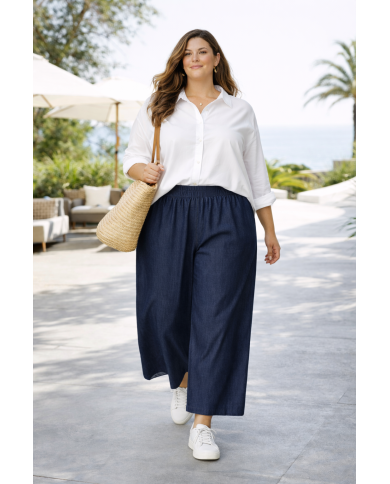 Παντελόνι Denim με Λάστιχο στη Μέση