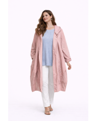 Oversized Καπαρντίνα με Κουκούλα σε Χαλαρή Γραμμή