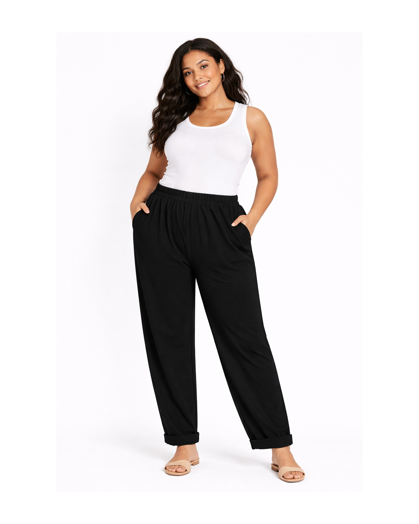 Ελαστικό Παντελόνι με Λάστιχο στη Μέση & Τσέπες – Διαθέσιμο σε 3 Χρώματα