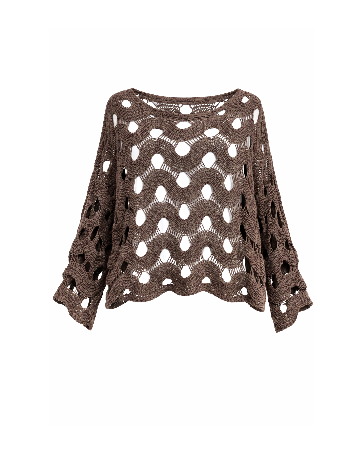 Boho Crochet Πλεκτή Μπλούζα με Κυματιστό Σχέδιο